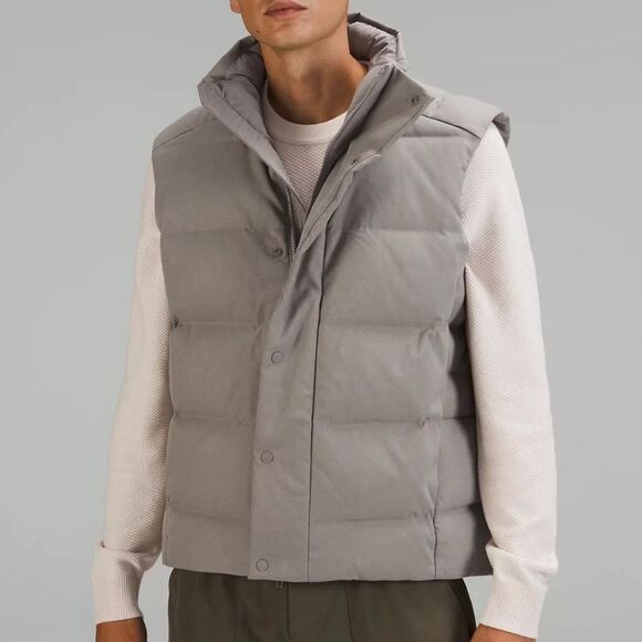 Lululemon Mens Wunder Puff Vest Tech Canvas NWT Sz L Mid Warmth in Gull Gray - Picture 1 of 13